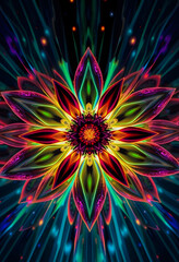 Kaleidoscope Flower, Colorful Mandala, Psychedelic