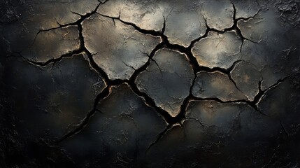 Obraz premium Cracked Dark Surface with Glowing Edges