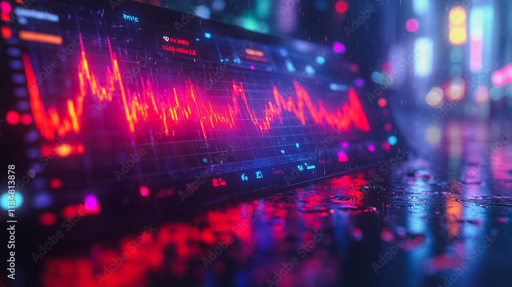 Poster a red line graph with a lot of numbers on it