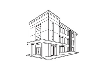 Building line art silhouette vector illustration, Building line art silhouette
