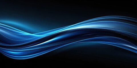 Naklejka premium Black and dark blue wavy abstract background, Abstract, waves, pattern, design, texture, dark blue, black, artistic, backdrop