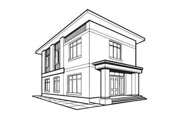 Building line art silhouette vector illustration, Building line art silhouette