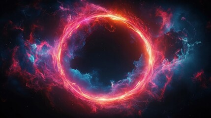 Obraz premium Cosmic Portal Nebula with Vibrant Swirls of Pink and Blue Energy in Abstract Digital Art
