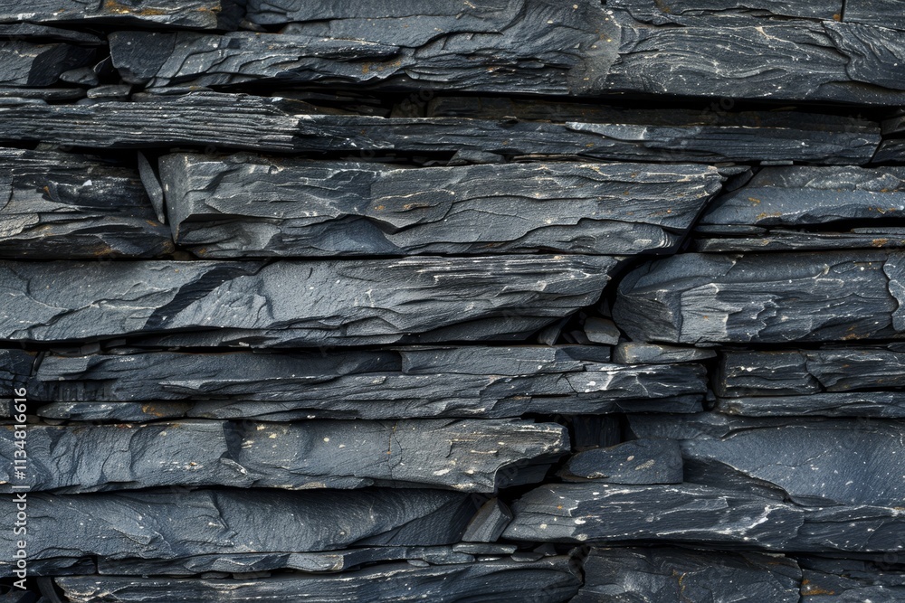 Poster the stone wall features a rich texture from layered slate rocks, creating an attractive backdrop for