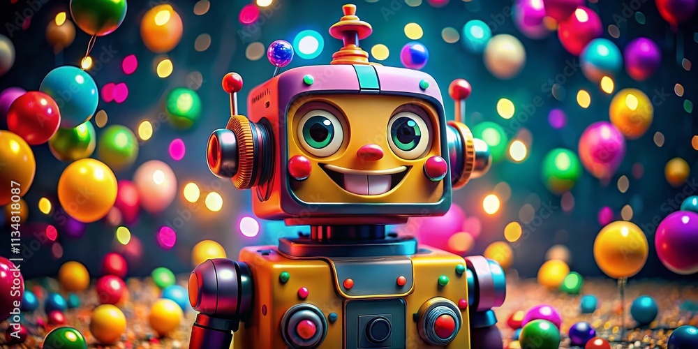 Poster cheerful robot sharing laughter in a dynamic candid moment, capturing the essence of ai humor and jo