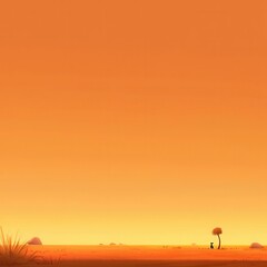 Sunset serenity a young explorer in a vast desert landscape tranquil atmosphere wide viewpoint nature's beauty