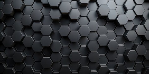 Abstract Geometric Pattern of Interlocking Hexagons in a Monochromatic Black Color Scheme