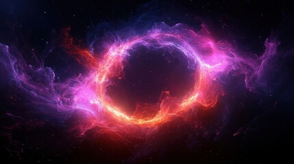 Obraz premium Cosmic Portal with Swirling Purple and Pink Gases in Dark Starry Background Digital Surrealism