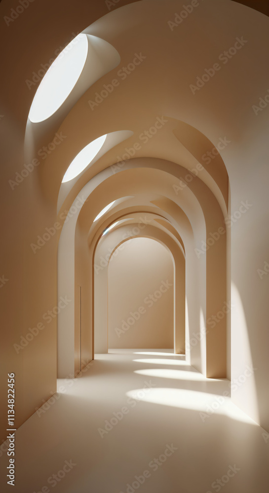 Poster elegant minimalist archway with soft light and shadow play