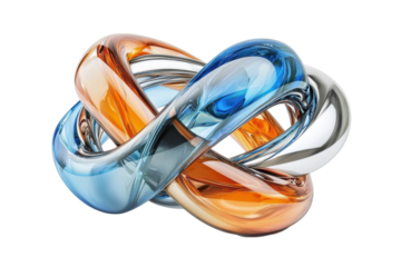 Abstract Glass Intertwined Loops Isolated on PNG Transparent Background