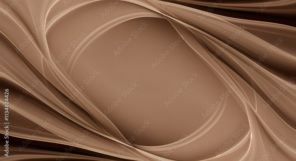 Poster abstract brown silk pattern with smooth swirls and fluid shapes