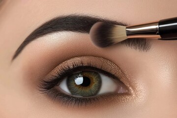Close up of woman's eye Caucasian young woman with soft make-up Mocha Mousse colored image
