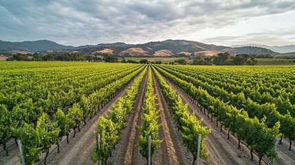 Drone Photography - Aerial shot of a vineyard during harvest season, emphasizing detail in rows of grapevines.