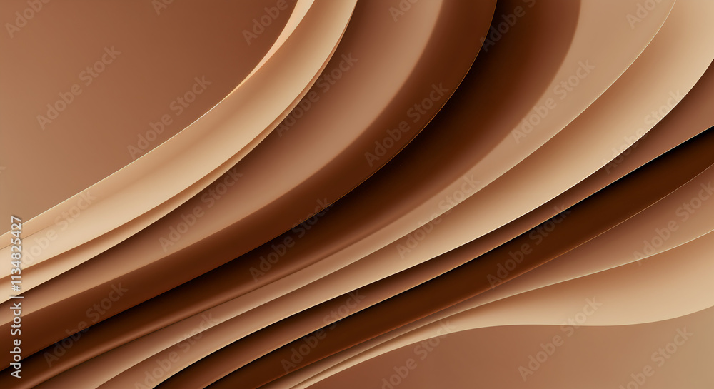 Poster abstract curved brown layers creating a minimalist background design
