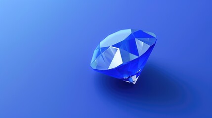 A 3D minimalistic logo of a clean, geometric diamond, isolated on a solid royal blue background