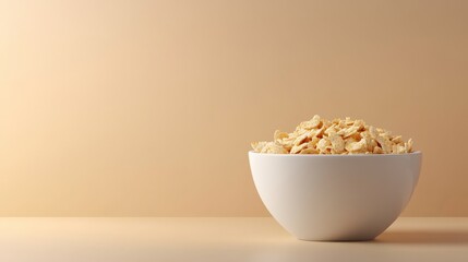Crisp and Crunchy Breakfast Cereal in a White Bowl on a Soft Background Perfect for Morning Nutrition and Healthy Lifestyle Imagery