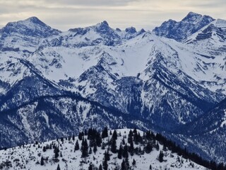 snow covered mountains in winter