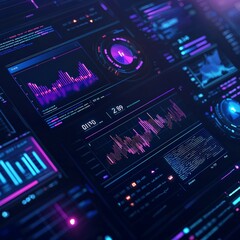 Obraz premium Data visualization action digital workspace infographic types modern technology close-up view insights analysis for business growth