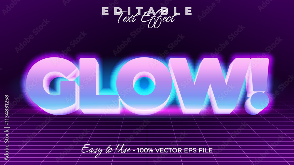Poster glow editable text style effect, glow 3d text style theme.
