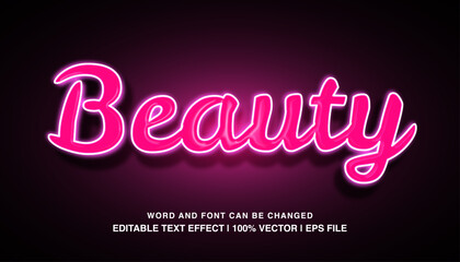 Obraz premium editable beauty pink glow neon typeface
