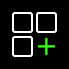 Menu with add option, plus sign vector icon in line style design for website, app, UI, isolated on black background. Editable stroke. Vector illustration.