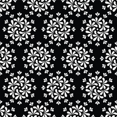 Fototapeta premium Abstract geometric floral seamless pattern. Black and white ornament. Modern stylish texture repeating. Vector background.