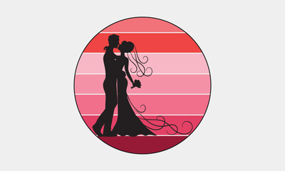  Happy Valentine Day Couple Proposing vector silhouette-Valentine's Day illustration Happy design