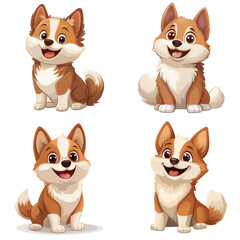 cartoon cheerful dog on transparent background