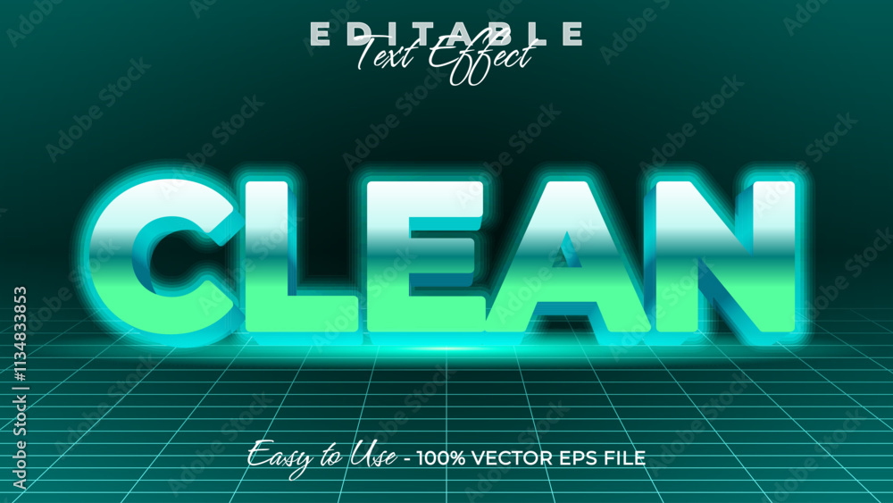 Poster clean editable text style effect, glow 3d text style theme.