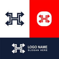 Obraz premium Abstract logo with H shape and arrow combination.