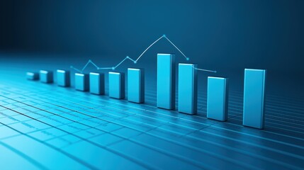 Growth chart, blue bars, upward trend.