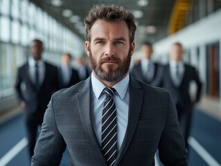 Fototapeta premium Confident Businessman Leading a Team in Office Environment