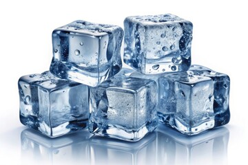 Obraz premium Natural Ice Cubes, Isolated on White Background - High-Resolution PNG Images