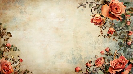 A vintage Valentine card featuring ornate floral borders and classic calligraphy on a faded background 