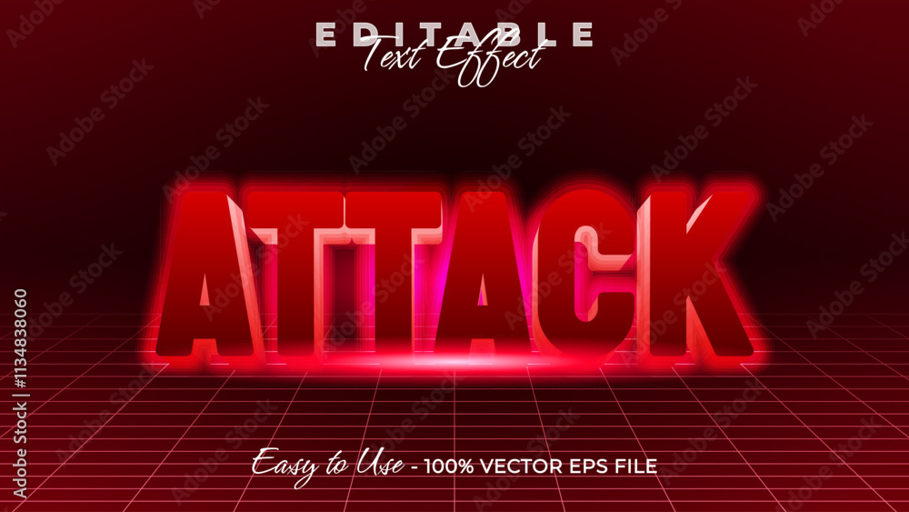 Poster attack editable text style effect, glow 3d text style theme.