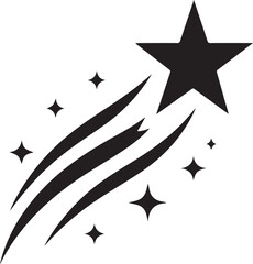 Silhouette vector of a shooting star, ideal for celestial, space, and dream-themed design projects. EPS format, high-quality and scalable graphic illustration.