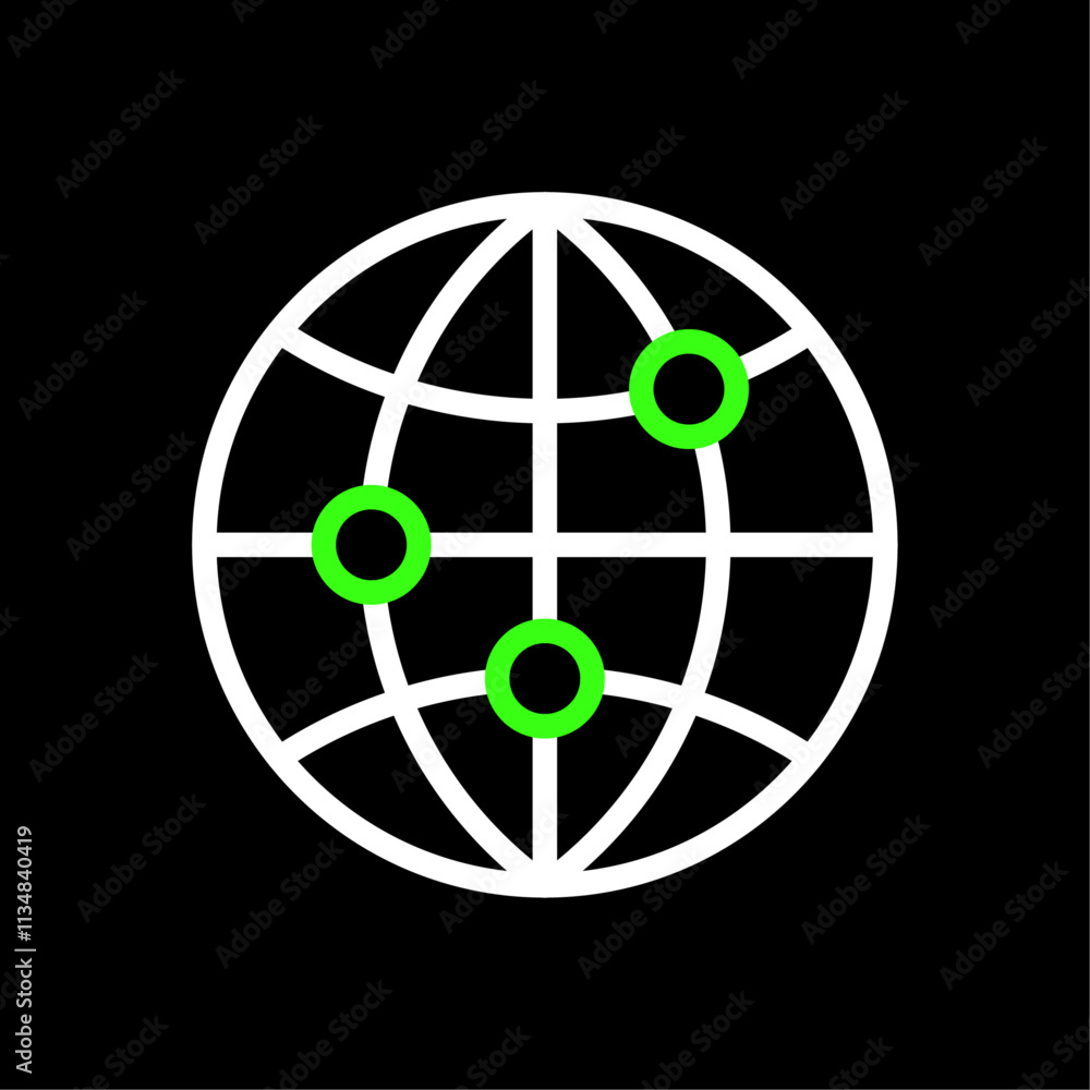 Poster wide coverage, global network connection, web grid vector icon in line style design for website, app