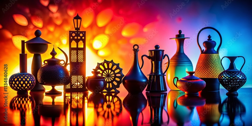 Poster close-up silhouette photography showcasing an intriguing array of shapes and sizes against a backlit