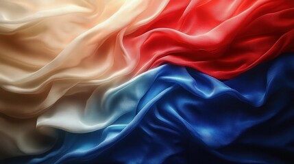 Obraz premium Silky French Flag Colors Abstract Fabric Background Wavy Design Illustration