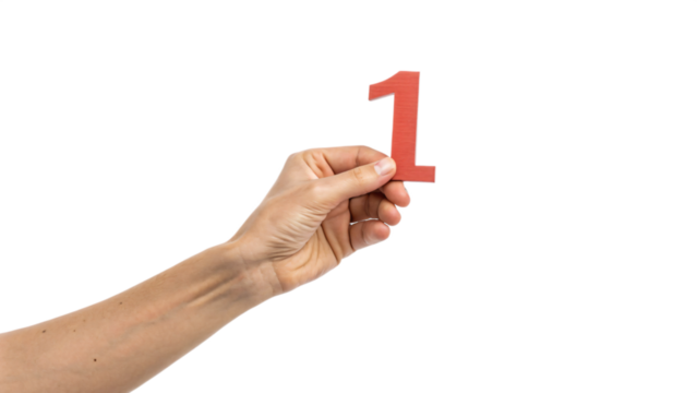 hand holding number one