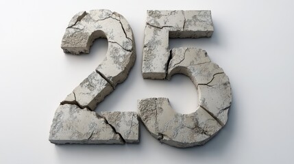 Cracked stone numbers twenty-five.