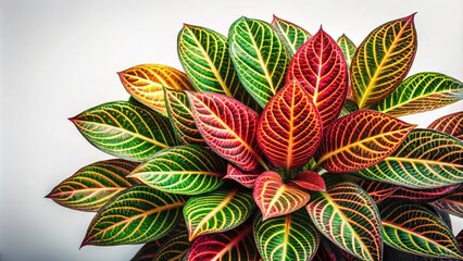 Obraz premium Surreal Foliage Plant Illustration on White, Vibrant Flat Vector Art with Transparent Background, Ideal for Nature Themes, Decor, and Digital Design Projects