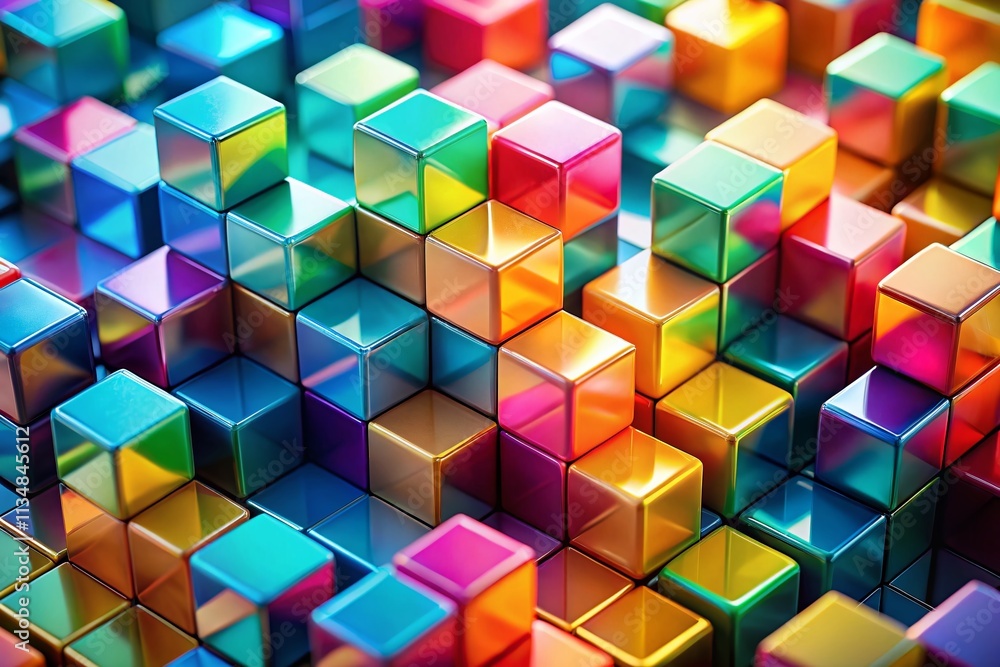 Poster colorful cubes on a soft background: a high depth of field exploration of vibrant geometry for creat