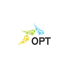Obraz premium OPT letter logo design on white background. Creative modern OPT letter logo design. Vector design.