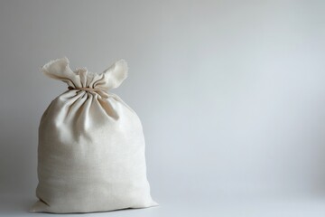 Rice or farm products held within a sandbag or white plastic sack, neat white background