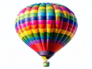 Fototapeta premium Colorful Hot Air Balloon on a White Background, Perfect for Travel and Adventure Themes in Product Photography, Ideal for Advertising and Creative Projects