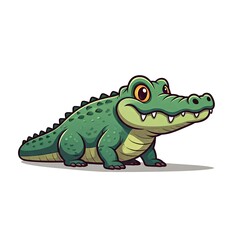 cartoon cute crocodile isolated on white