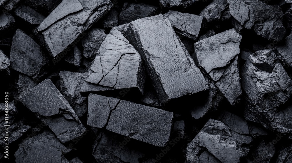 Poster a seamless black and grey rock texture with fine cracks and subtle color variations.