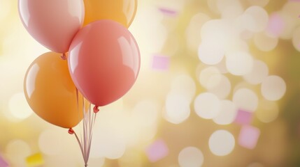 new year background balloons vibrant concept, Colorful balloons float against a soft, blurred background, creating a festive and cheerful atmosphere perfect for celebrations.