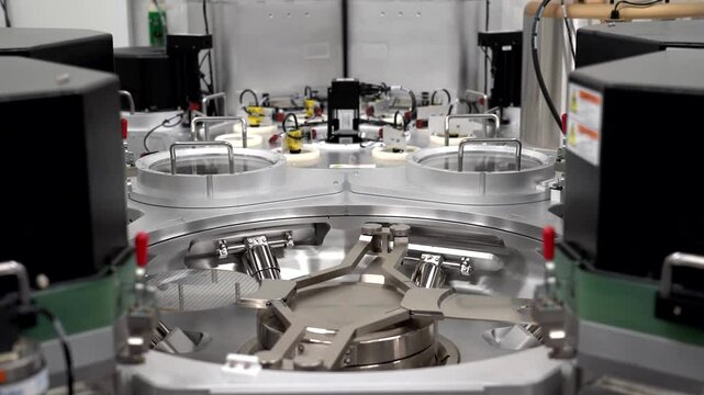 Wafer integrated circuits production, slice of semiconductor, microchip